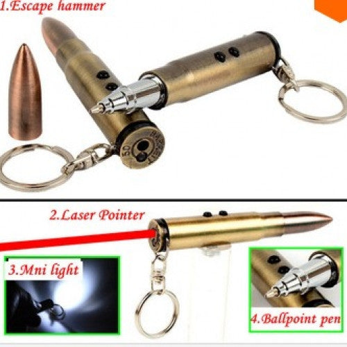 Multifunction Bullet Shape Keychain Laser Ballpoint pen EDC-Quality Hiking